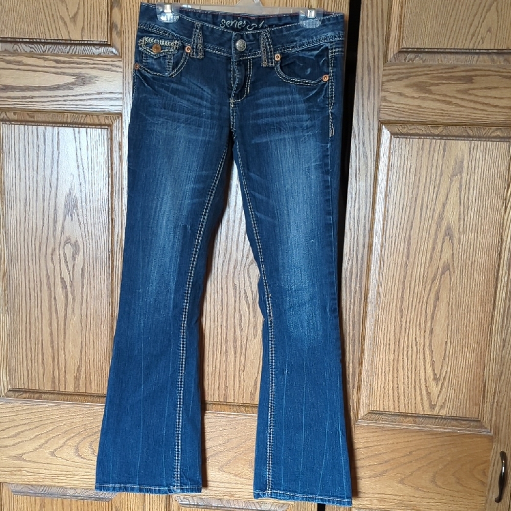 Denim Flare Jeans with Contrast Stitching